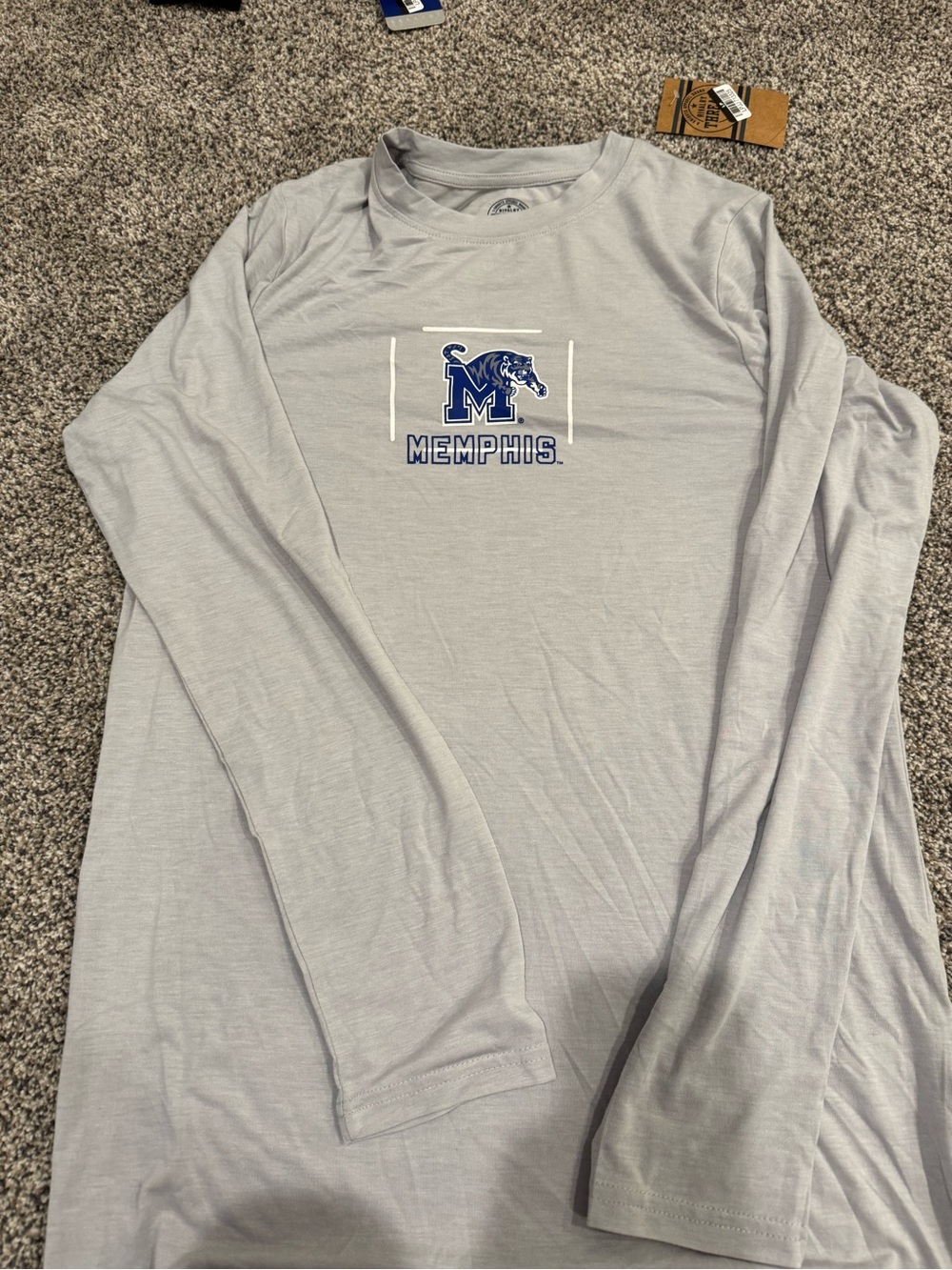 Rivalry Threads Memphis Long-Sleeve Tee - Light Gray and Blue Logo